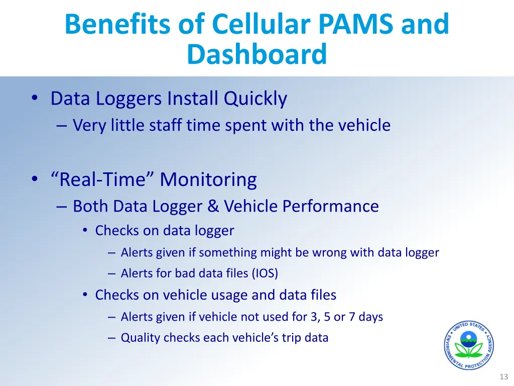 benefits of cellular pams and dashboard