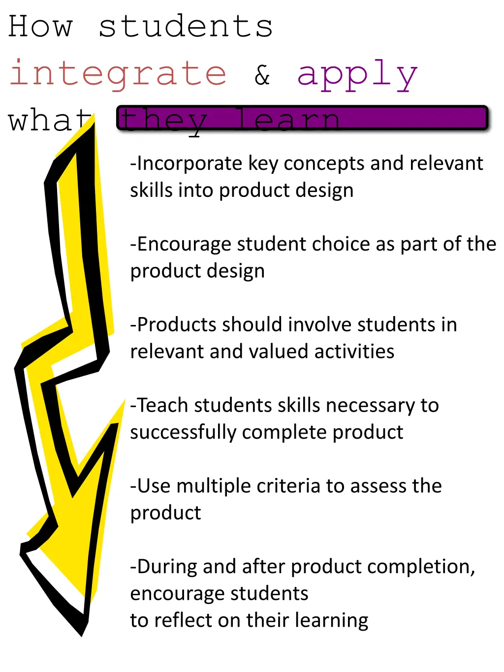how students integrate apply what they learn