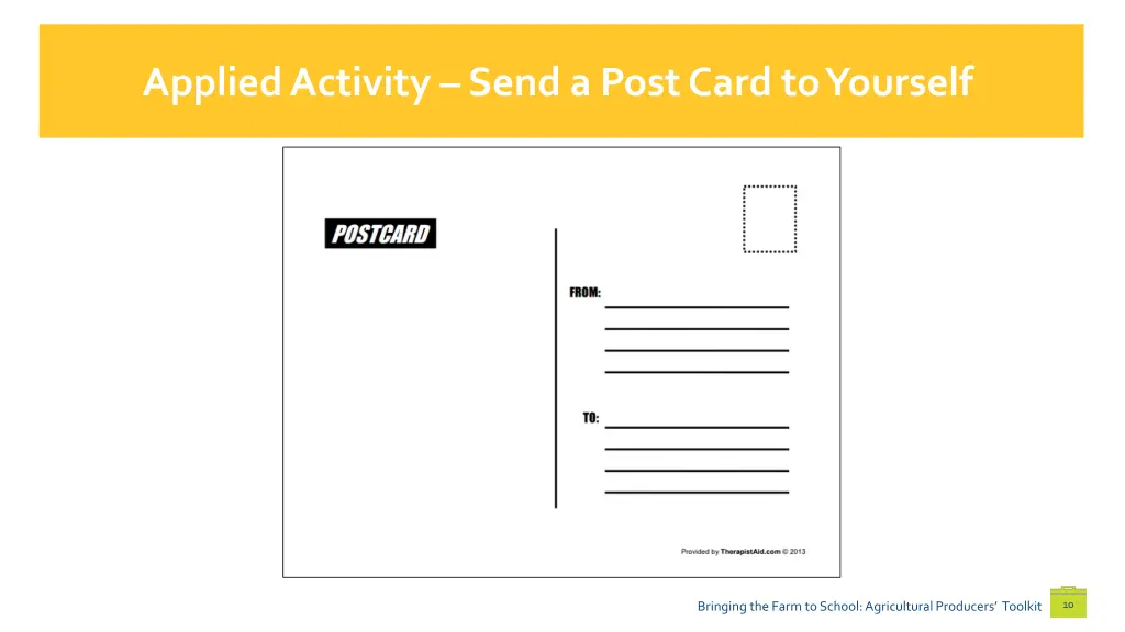 applied activity send a post card to yourself