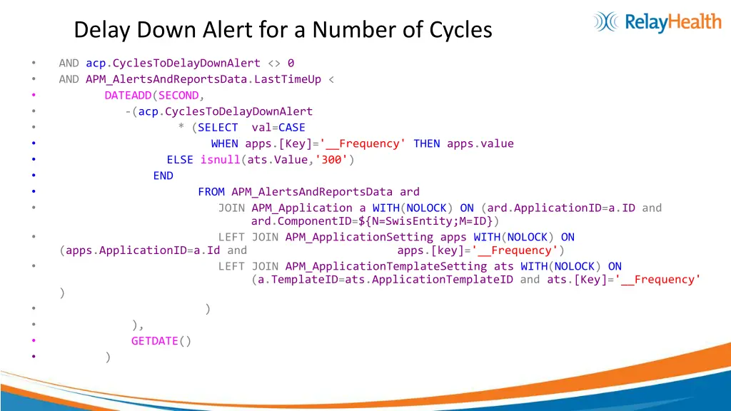 delay down alert for a number of cycles