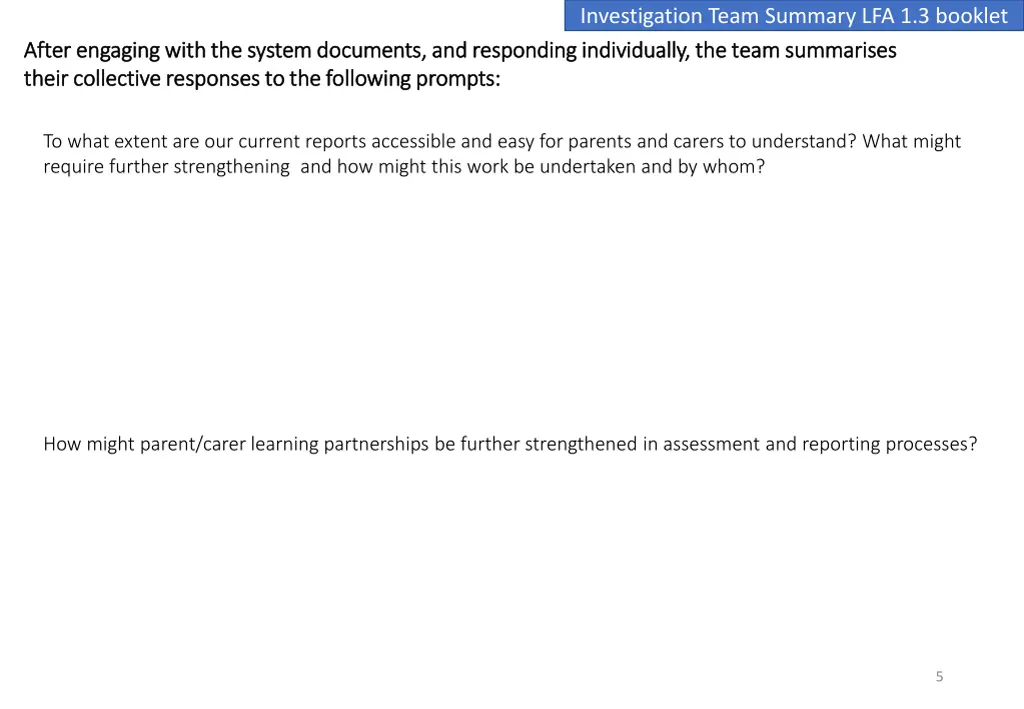 investigation team summary lfa 1 3 booklet 3