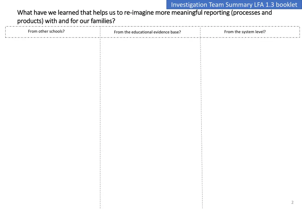 investigation team summary lfa 1 3 booklet