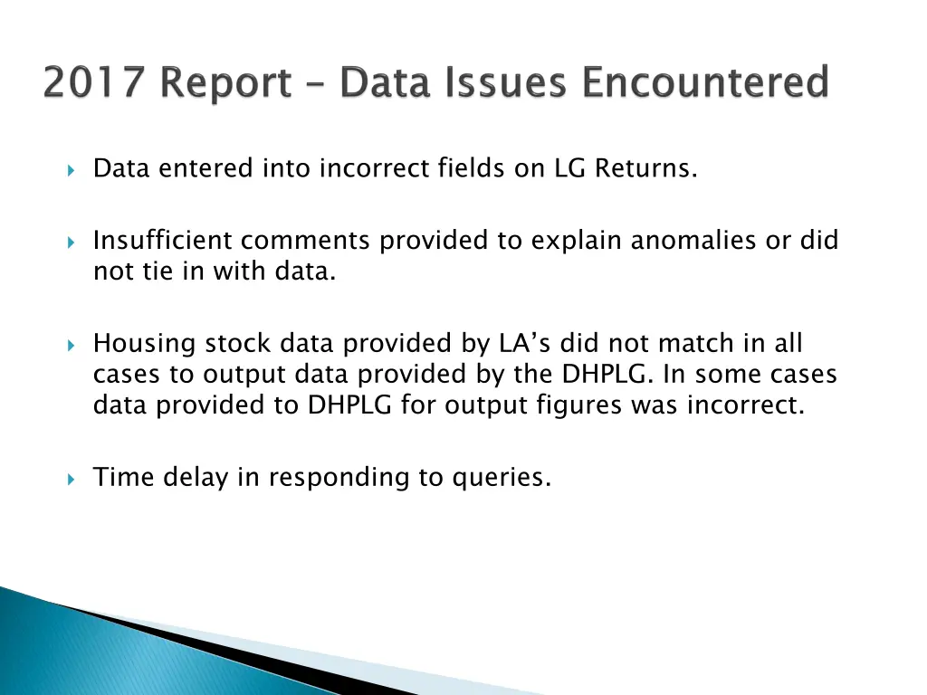 data entered into incorrect fields on lg returns