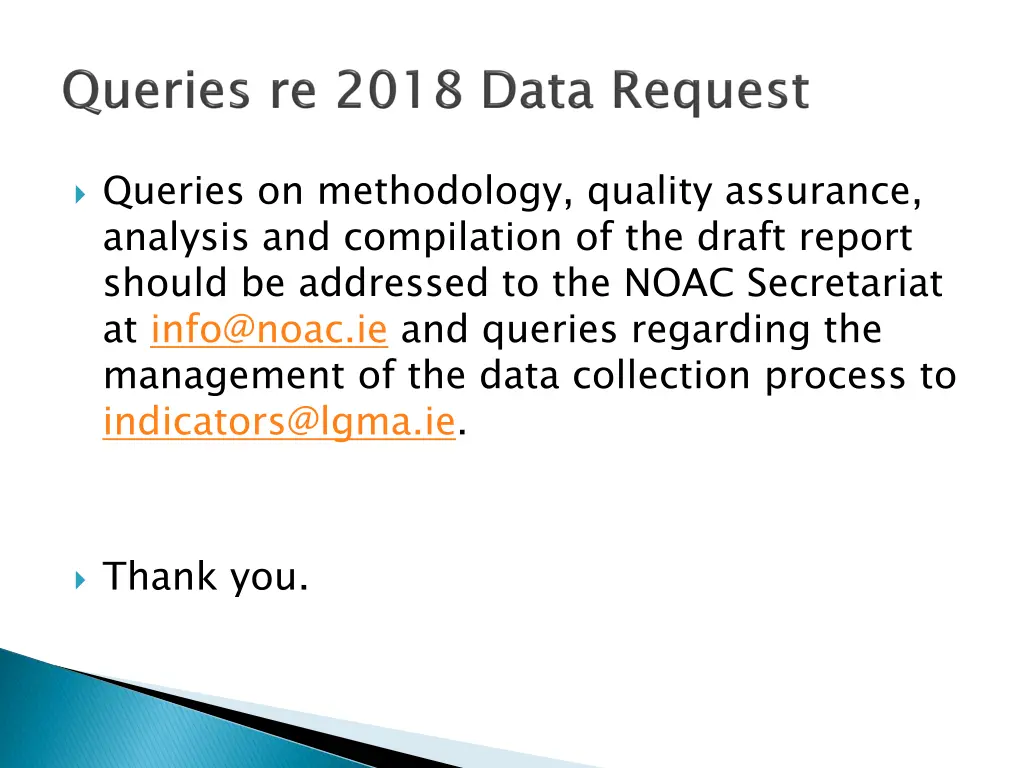 queries on methodology quality assurance analysis