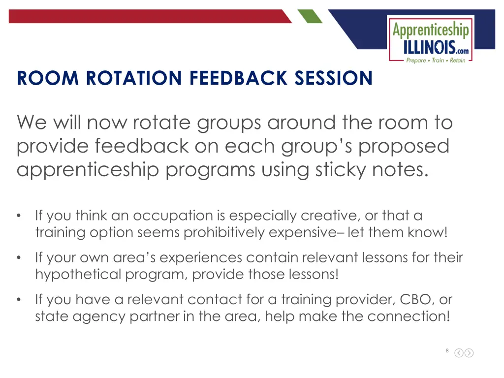 room rotation feedback session