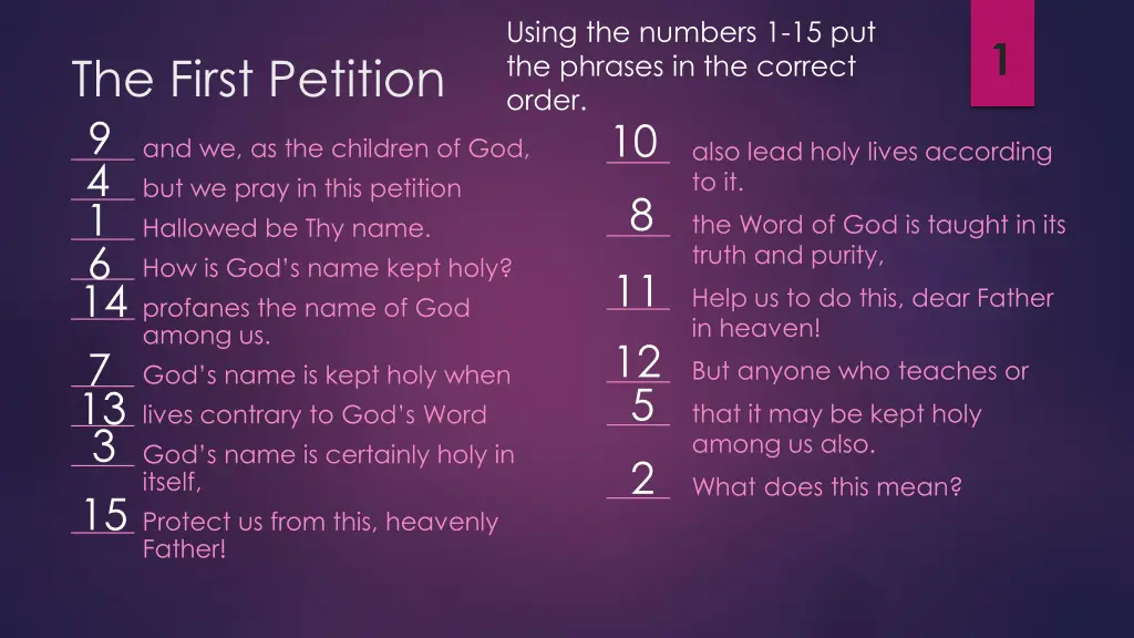 using the numbers 1 15 put the phrases 1