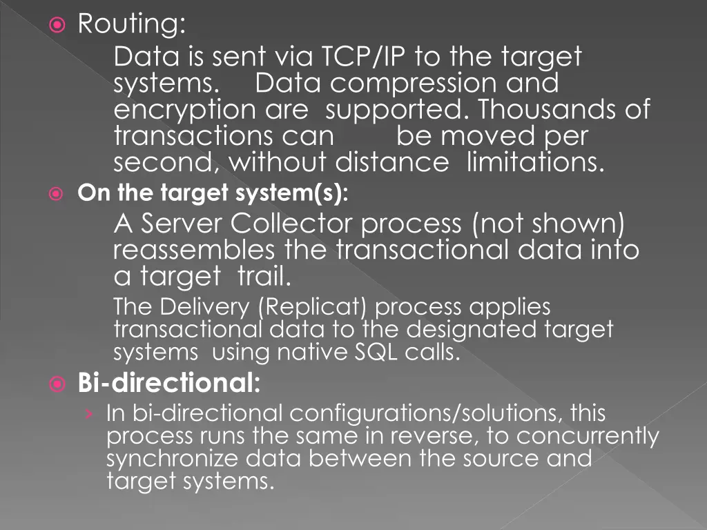 routing data is sent via tcp ip to the target