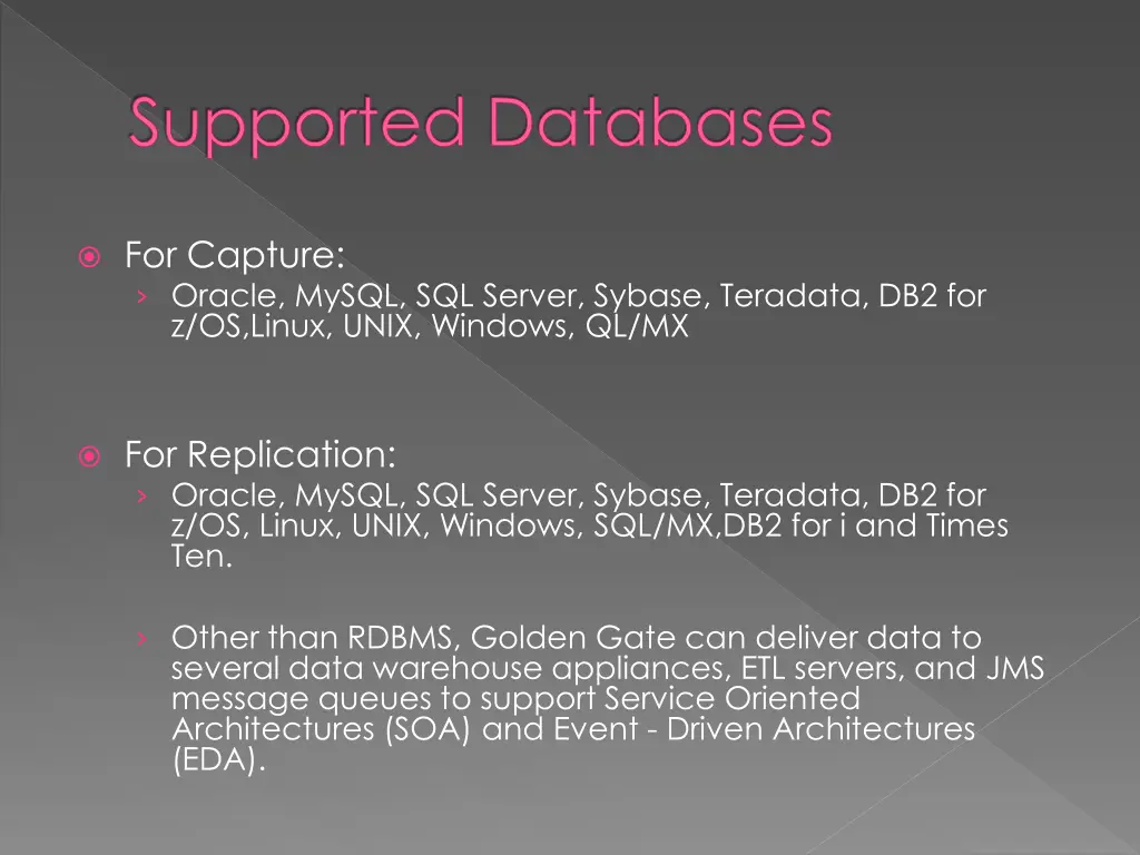 supported databases