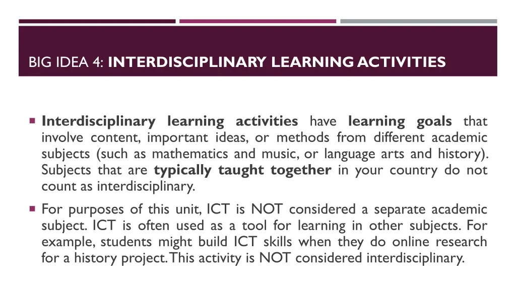 big idea 4 interdisciplinary learning activities