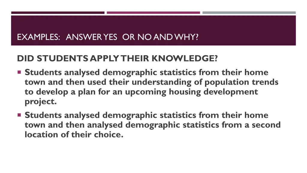 examples answer yes or no and why