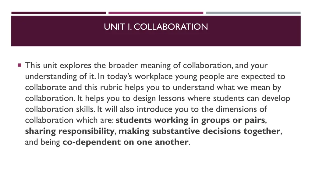 unit i collaboration