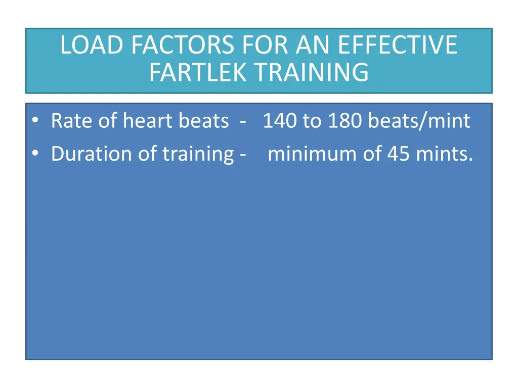 load factors for an effective fartlek training