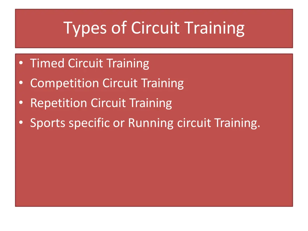 types of circuit training