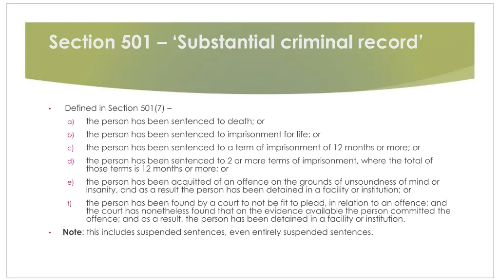 section 501 substantial criminal record