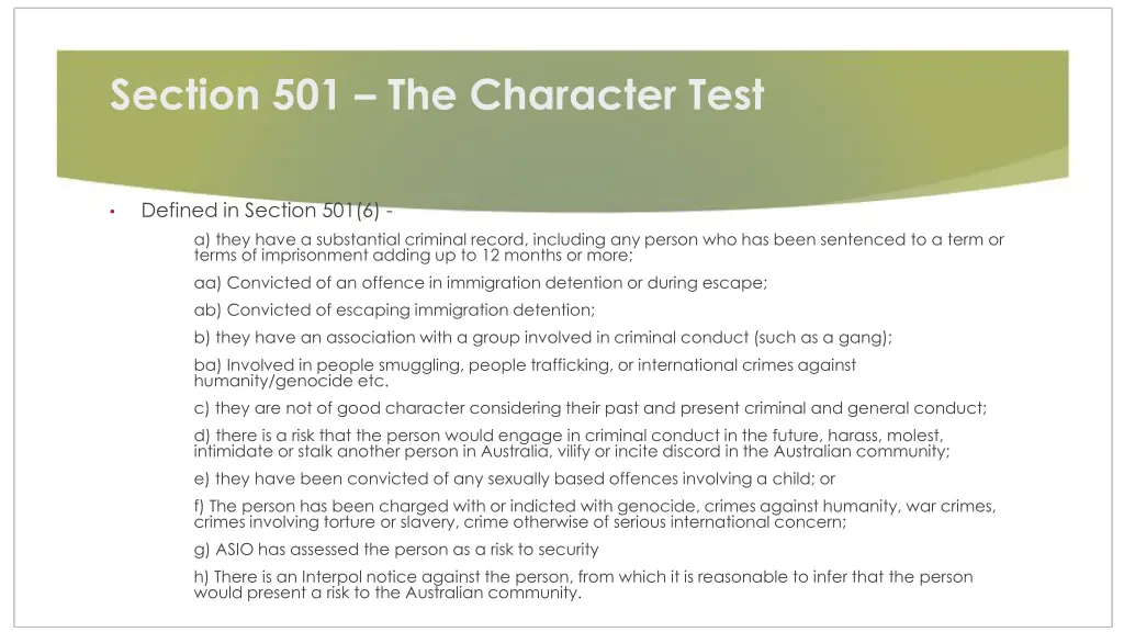 section 501 the character test 1