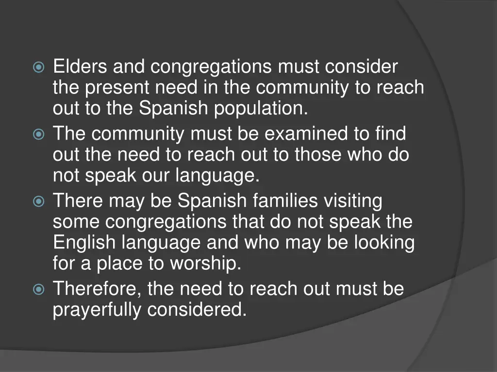elders and congregations must consider