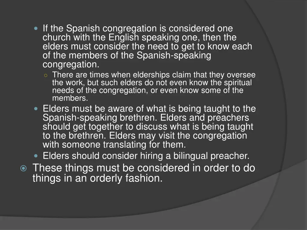 if the spanish congregation is considered