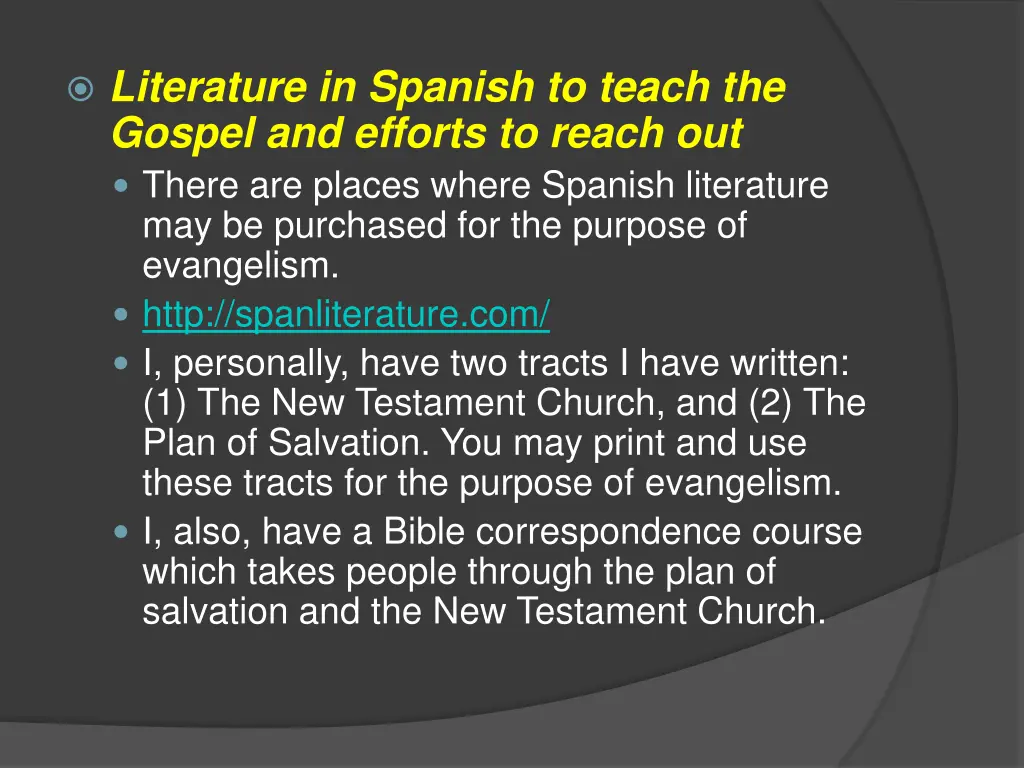 literature in spanish to teach the gospel