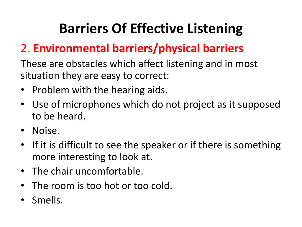 barriers of effective listening 2 environmental