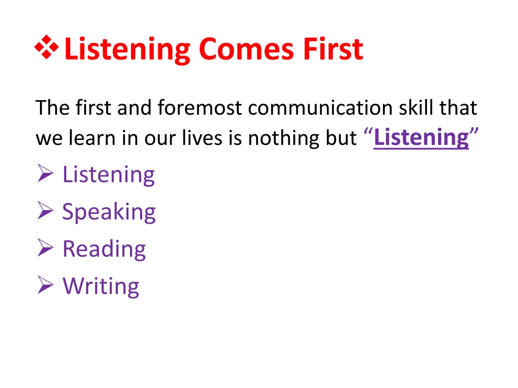 listening comes first