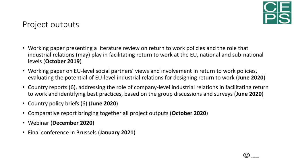 project outputs