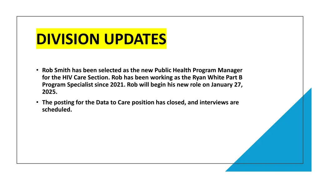 division updates
