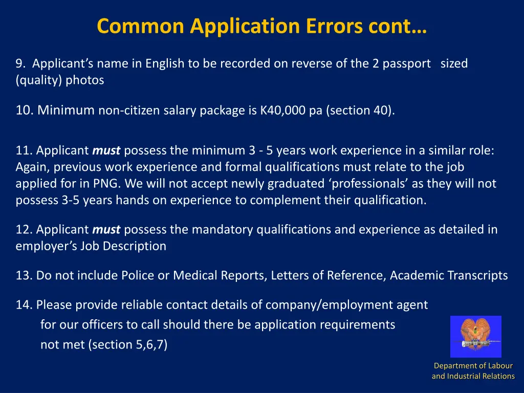 common application errors cont