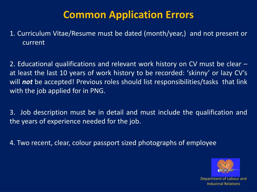 common application errors