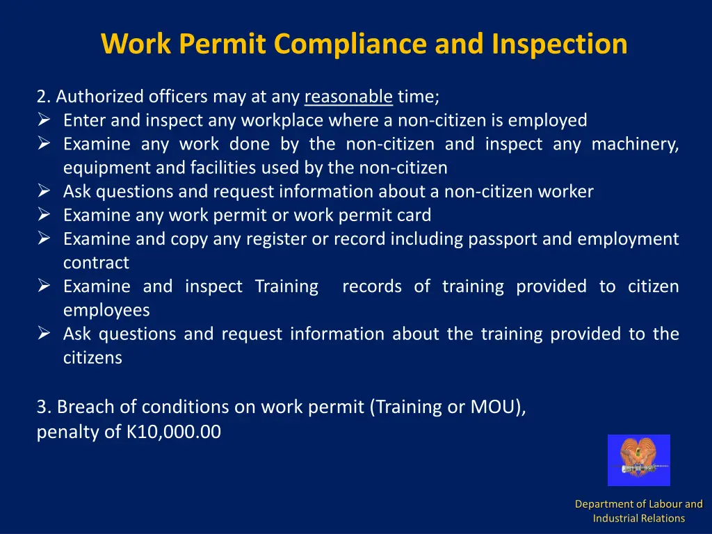 work permit compliance and inspection 1