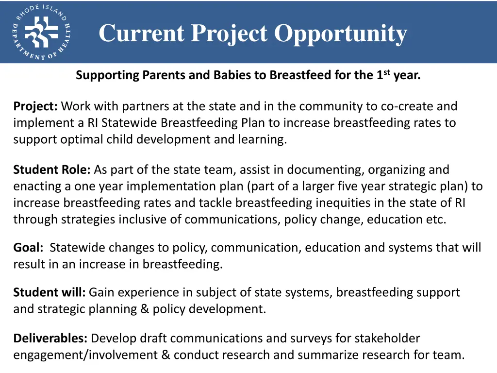 current project opportunity