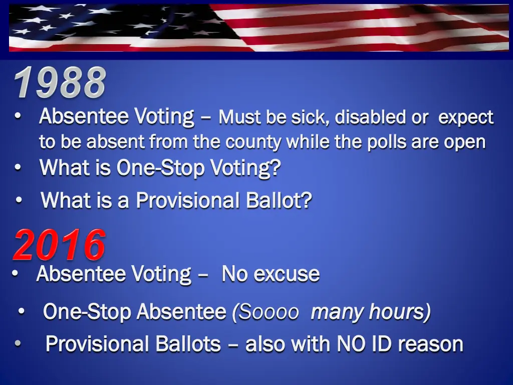 absentee voting absentee voting must be sick