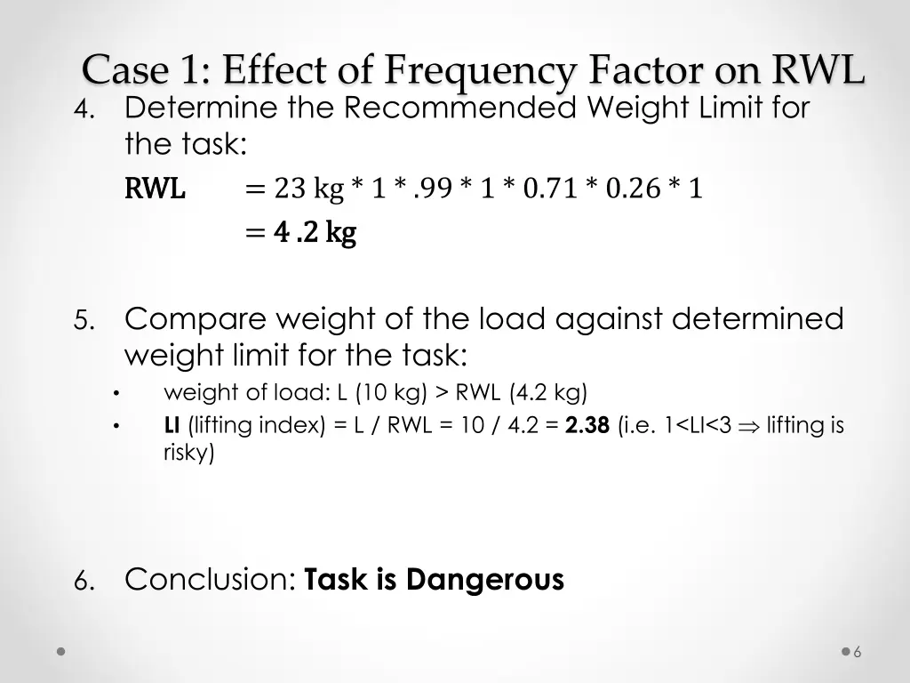 case 1 effect of frequency factor