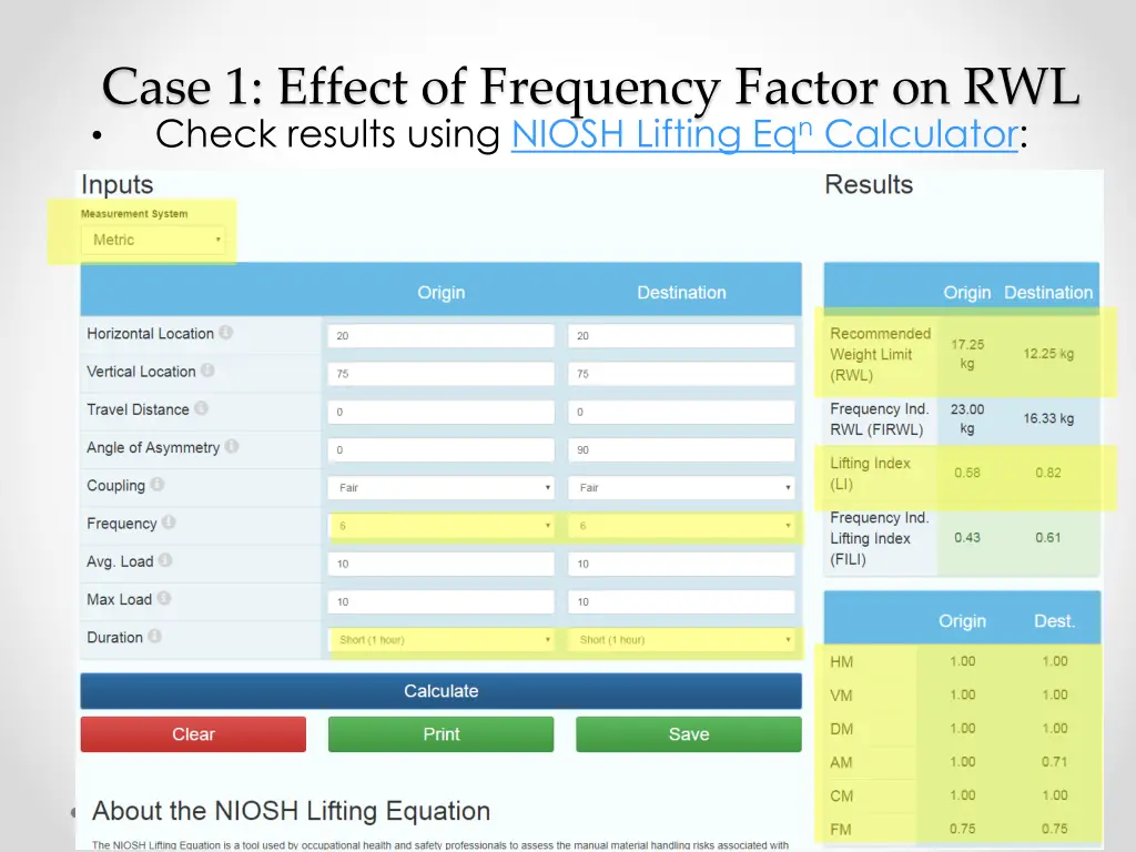 case 1 effect of frequency factor on rwl check 1