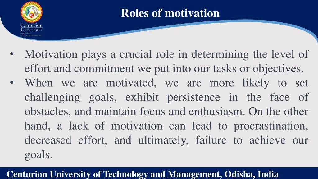 roles of motivation