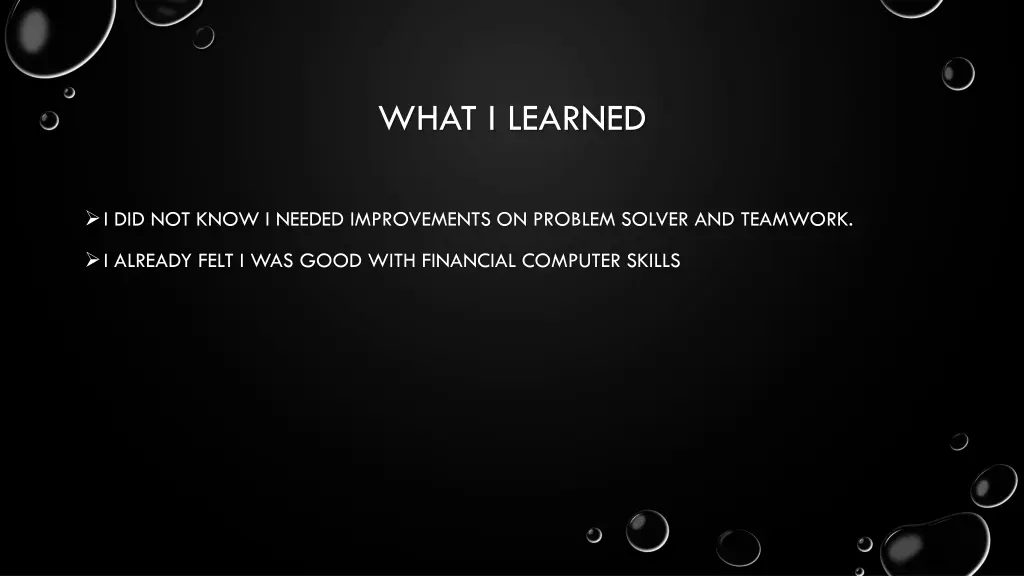 what i learned