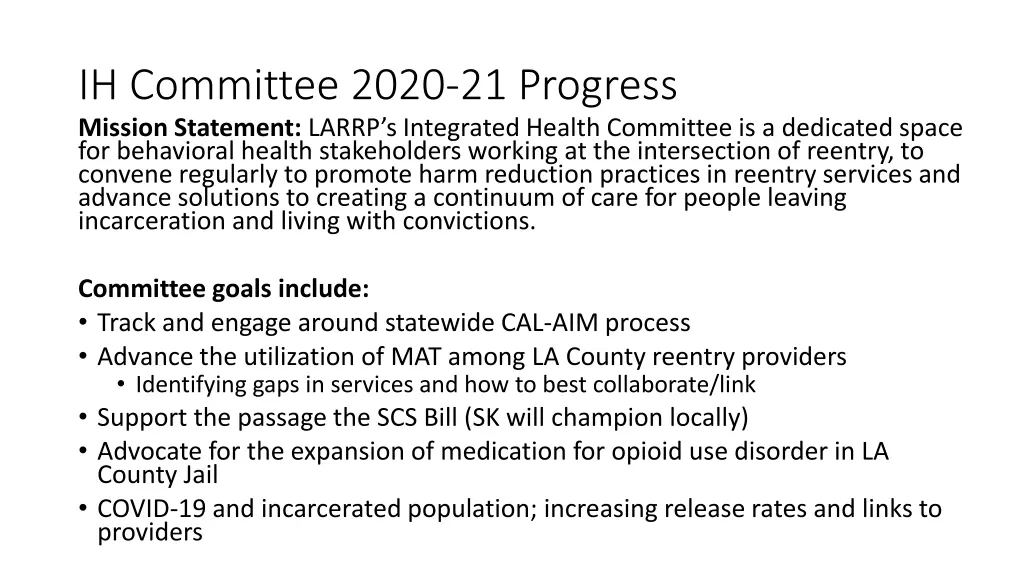 ih committee 2020 21 progress mission statement