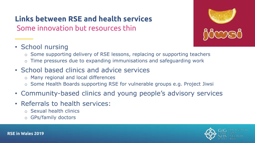 links between rse and health services some