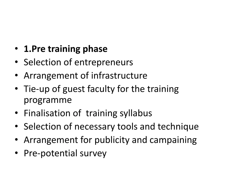 1 pre training phase selection of entrepreneurs