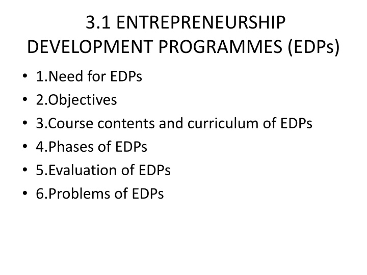 3 1 entrepreneurship development programmes edps
