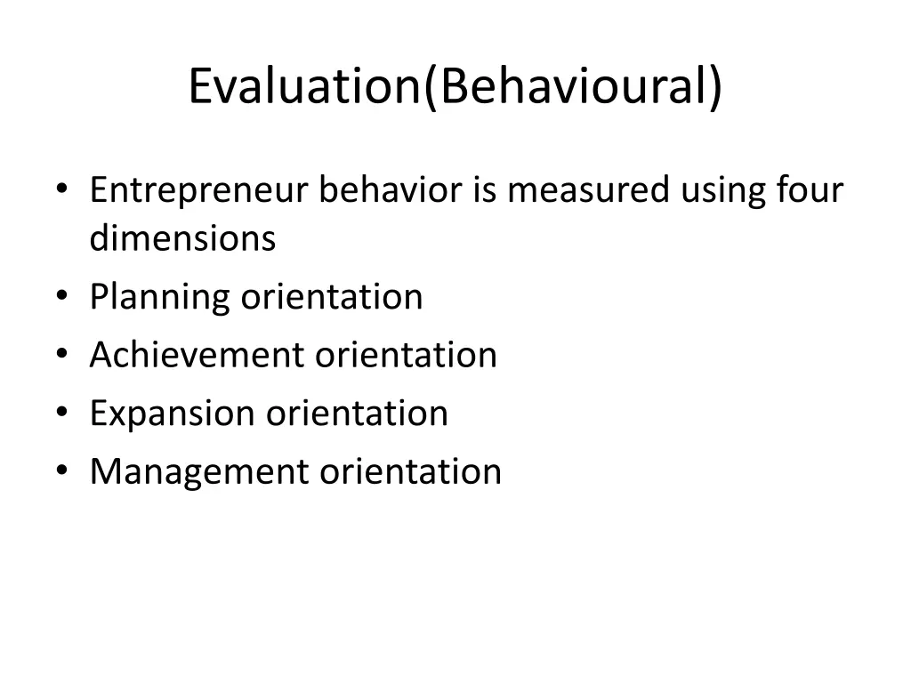 evaluation behavioural