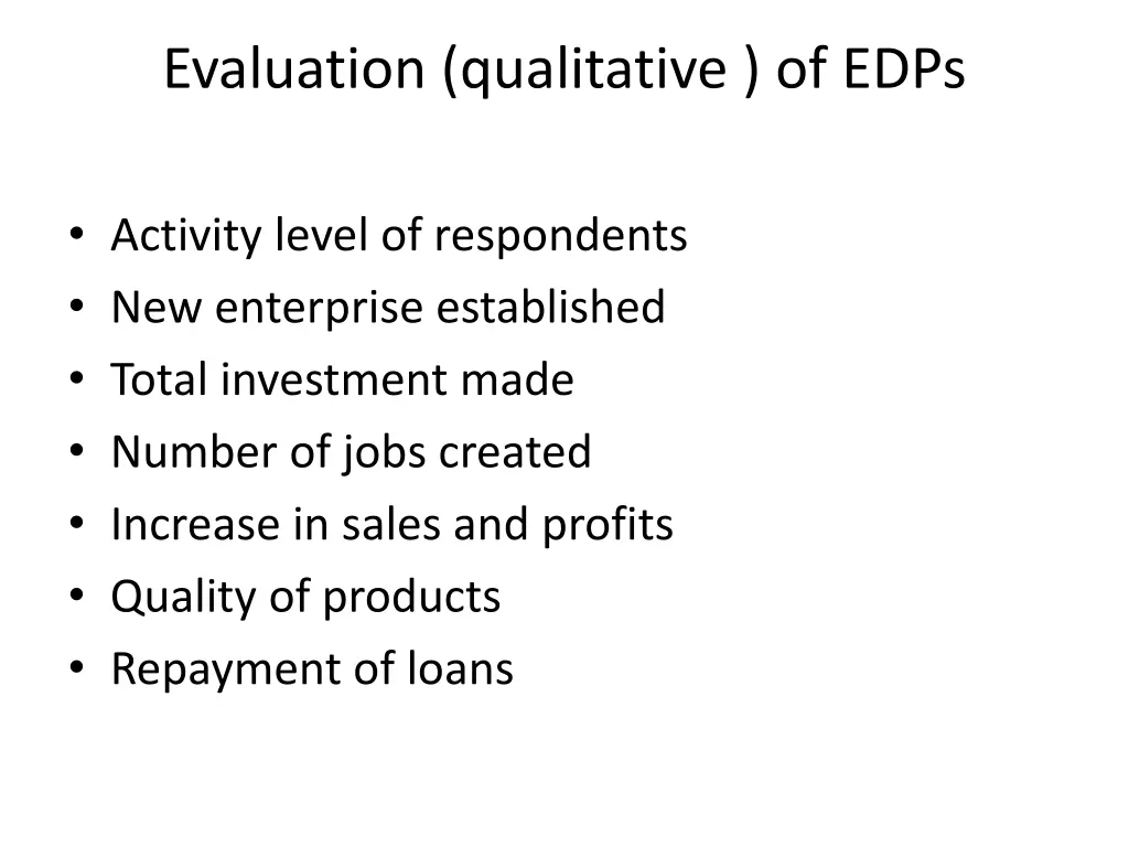 evaluation qualitative of edps