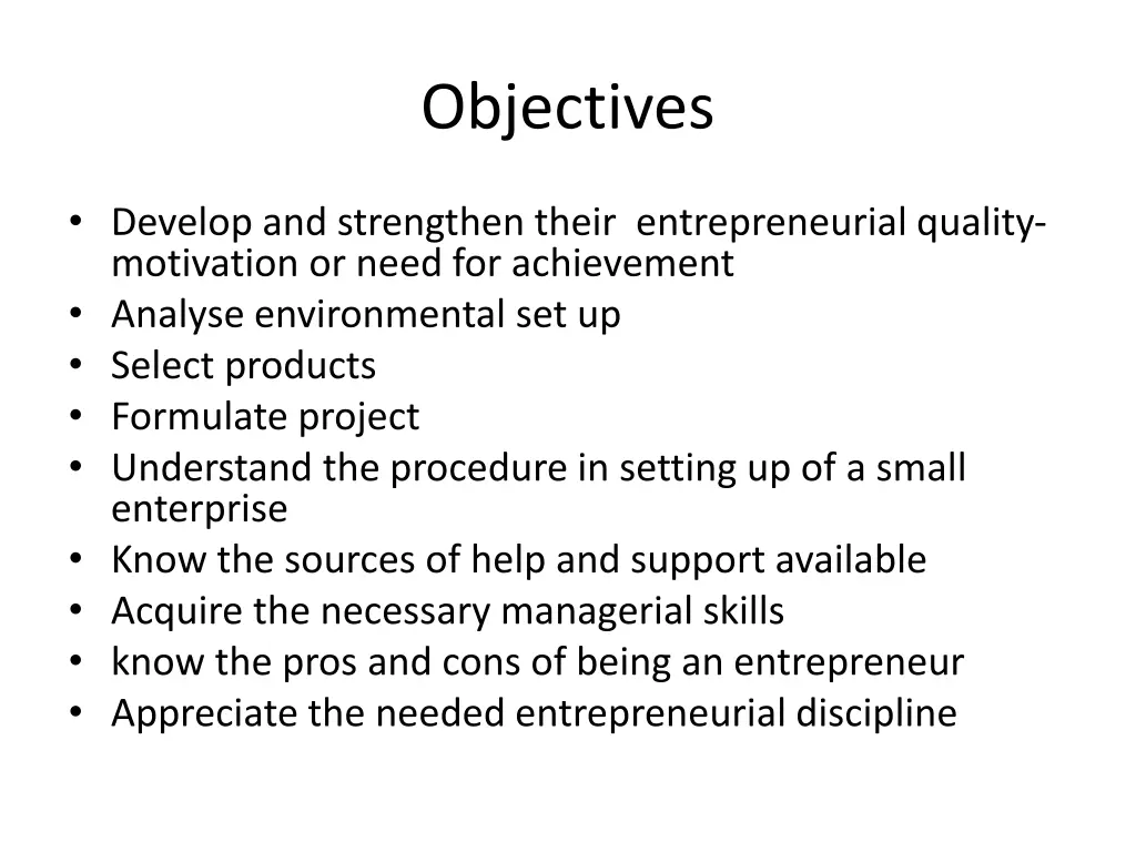 objectives