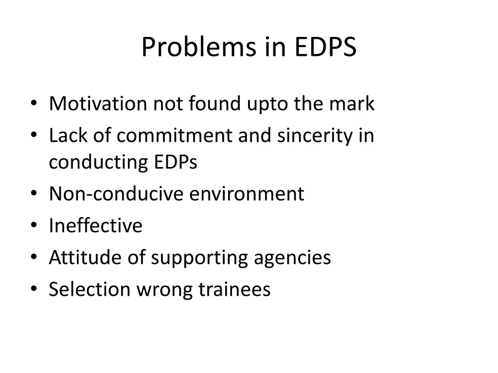 problems in edps
