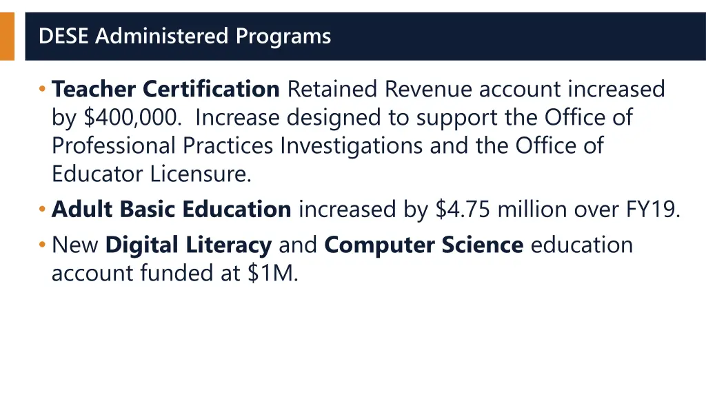 dese administered programs
