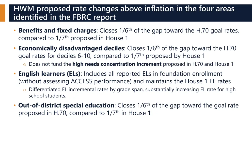 hwm proposed rate changes above inflation