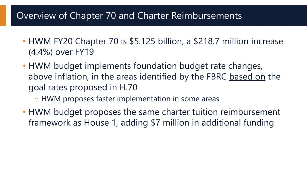 overview of chapter 70 and charter reimbursements