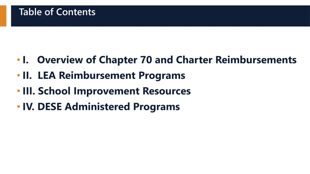table of contents