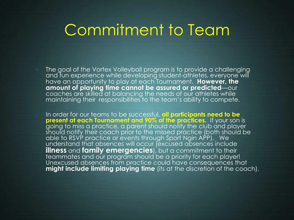 commitment to team