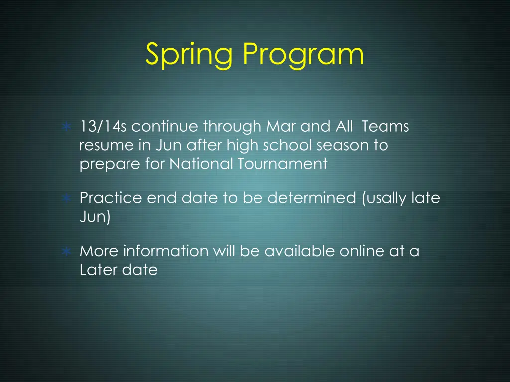 spring program