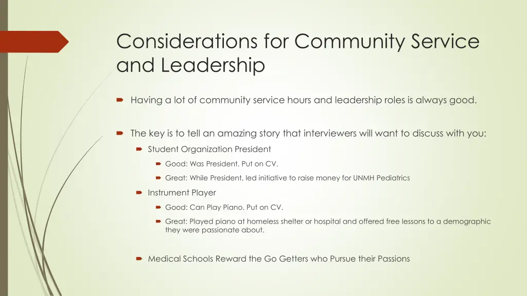 considerations for community service